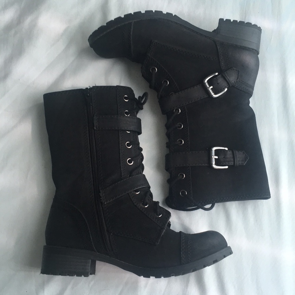 Black combat boots